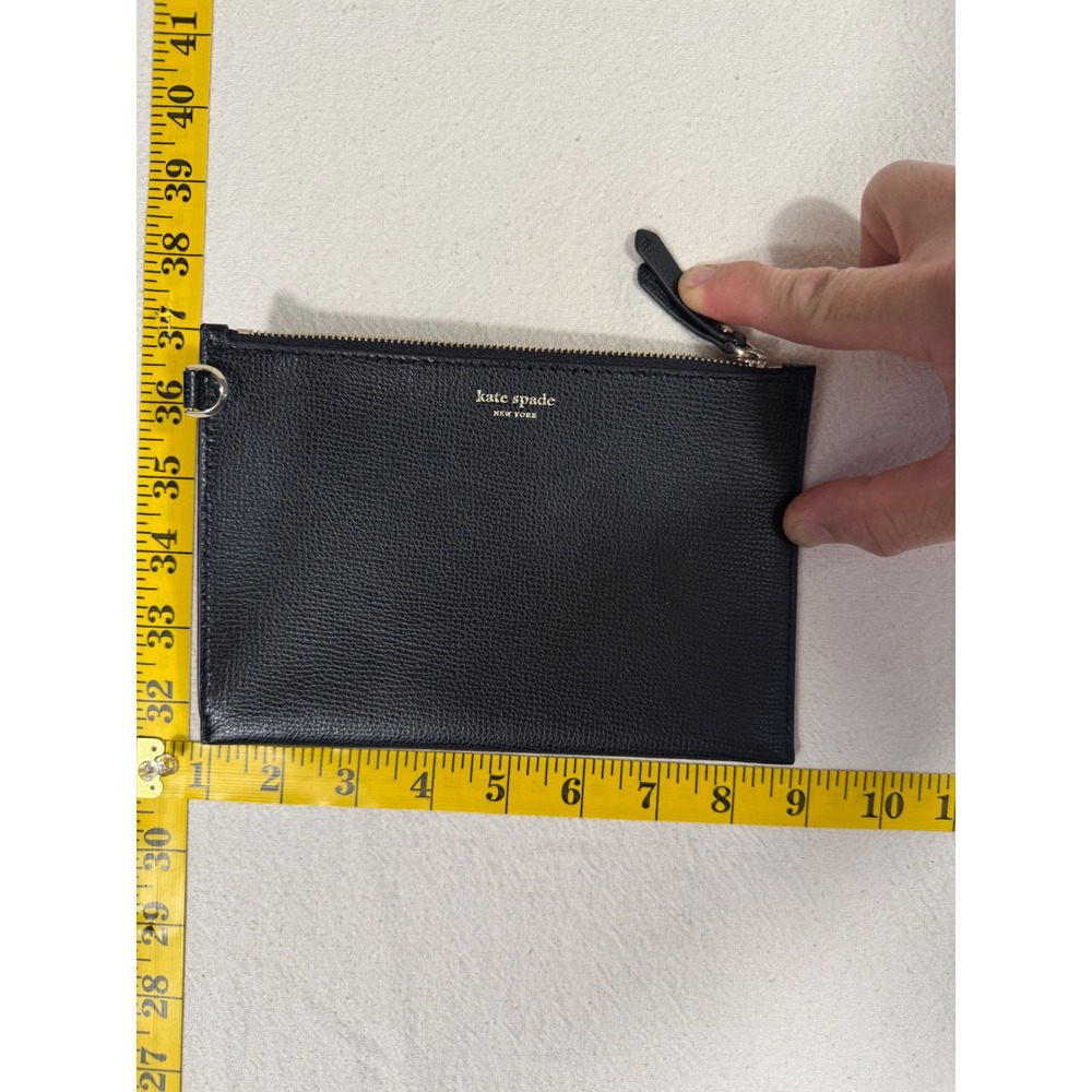 Kate Spade Pouch Women OS Black Pebbled Leather Zippered Clutch Bag